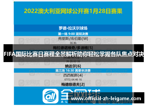 FIFA国际比赛日赛程全景解析助你轻松掌握各队焦点对决